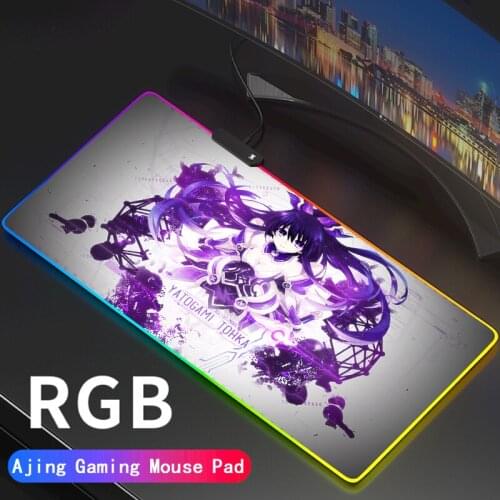 DATE A LIVE Large Computer Keyboard Mat Rgb Oversized Led Glowing Mouse Pad Gaming Luminous Mousepad USB for PC Game
