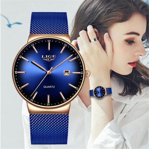 LIGE Women Watches Top Luxury Brand Slim Waterproof Watch Womens Stainless Steel Casual Fashion Clock Robe femme Ladies Watch
