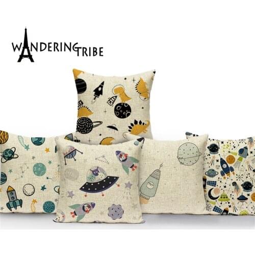 Space Planet Style Pilow Case Sofa Cover Throw Pillows Cartoon Pattern Cushions On The Sofa Cushions Cover Kissenbezug 45 X 45