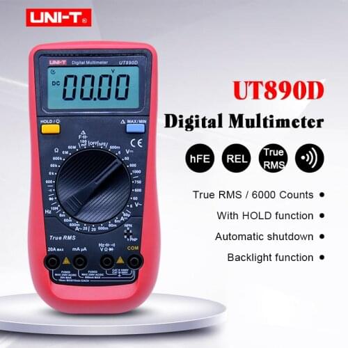 True RMS Digital Multimeter UNI-T UT890D AC/DC voltage Current meter Capacitance Resistance Frequency Diodes Tester hFE/REL