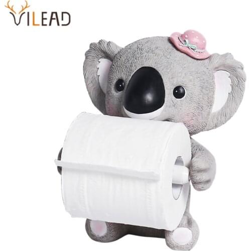 VILEAD Resin Animal Table Paper Towel Holder Koala Cat Figurines Creative Home Shop Kitchen Decoration Crafts Bath Accessories