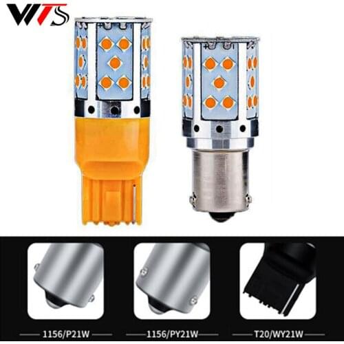 2pcs 1156 BA15S P21W PY21W Daytime Running DRL T20 LED BAU15S Canbus No Error 7440 Car Turn Signal Light Yellow Bulbs For Auto