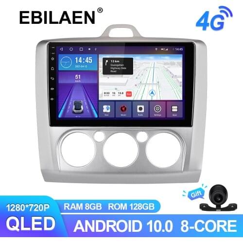 EBILAEN Car Multimedia Player For Ford Focus 2 Mk2 2004-2011 Android 10 GPS Navigation Video Recoder 6G 128G QLED Headunit 4G