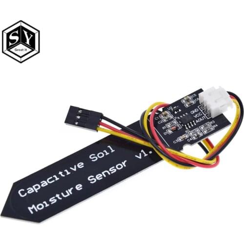 Capacitive Soil Moisture Sensor Module Not Easy to Corrode Wide Voltage Wire 3.3~5.5V Corrosion Resistant W/ Gravity for Arduino