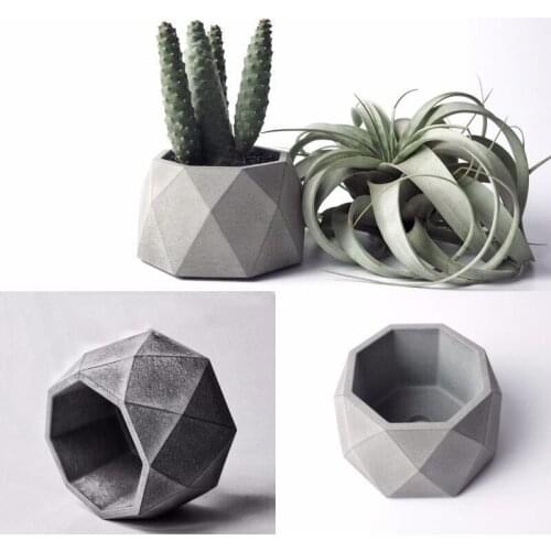 Geometric Succulent Plants Pot Silicone Concrete Mold Candlestick Gypsum Plaster Craft Mould Octagon Cement Clay Flowerpot Molds