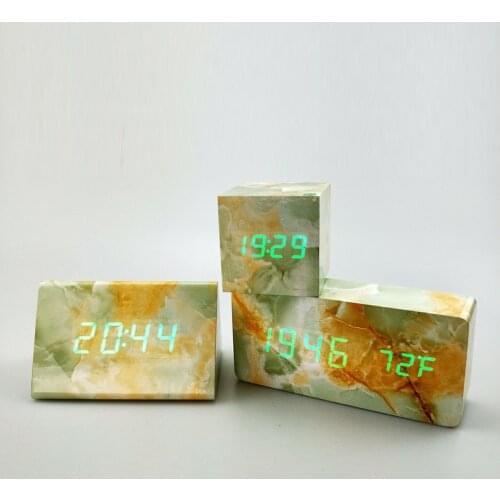 Hot Stone LED Gigital Alarm Clock Night Snooze Travel Clock Wake Up Voice Control Electronic Desk Table Clock Kids Gift