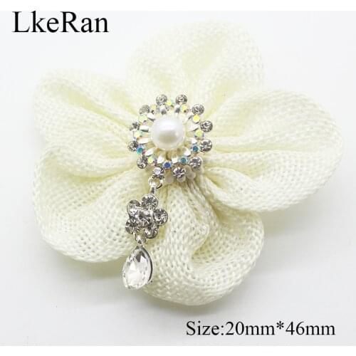 Creative 5pcs/lot 20mm*46mm Flower-shape Pearl Rhinestone Pendants Buttons for Wedding Decoration Metal Brooch DIY Jewelry Craft