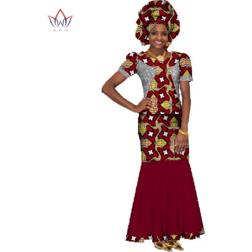 Summer Women Dress Traditional African Traditional 2 Pieces Women Set Clothing Custom Made Tops + Skirts Hot Sale BRW WY147