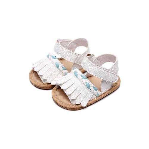 Summer infant baby sandals solid Pu leather Baby moccasins kids Double Tassel Rubber bottom shoes for 0-24M