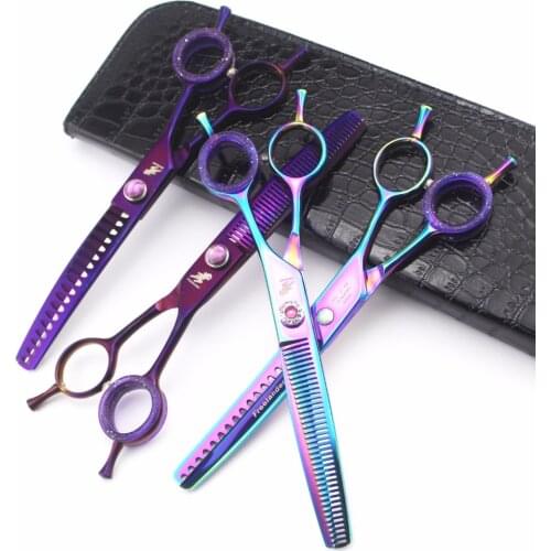 Freelander 7.0inch Dog Hair Clippers Silver 9cr Scissors Downward Curved Thinning Pet Styling Tool Trimming Hair Shear with Bag
