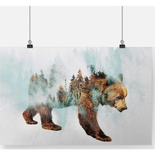 Bear Nature forest Animal Poster Framed Wooden Frame Canvas Painting Wall Art Decor Room Bedroom Study Home Decoration Prints