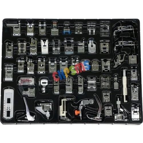 52PCS Domestic Sewing Machine Presser Feet Set fit for Brother Babylock, Singer Janome Elna Kenmore, and White Low Shank Machine