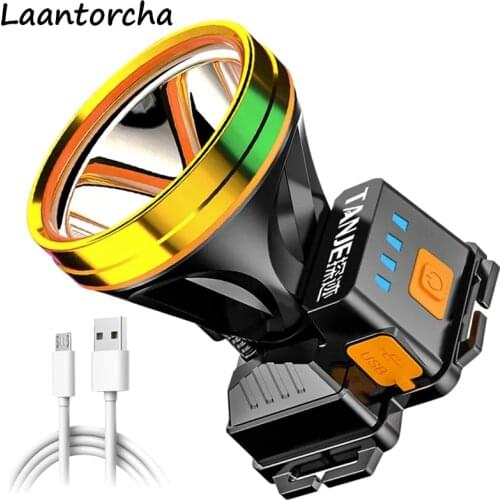 Fishing Headlamp Ultra Bright Camping Headlight USB Rechargeable powerful headlamp Outdoor Glare LED Headlights Miners lamp