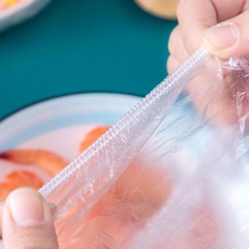 New 100pcs Plastic Bags Food Cover Elastic Stretch Adjustable Bowl Lids Universal Kitchen Wrap Seal Fresh Keeping Caps