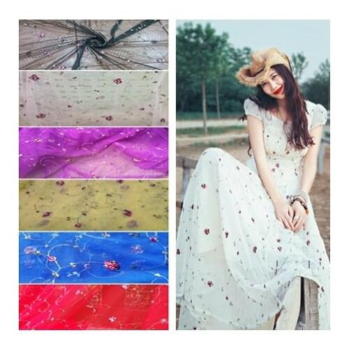 NEW Lace cloth Flower lace embroidery fabric Chiffon fabric for Swinging skirt DIY Background stage wallpaper 1 PC=50*125cm