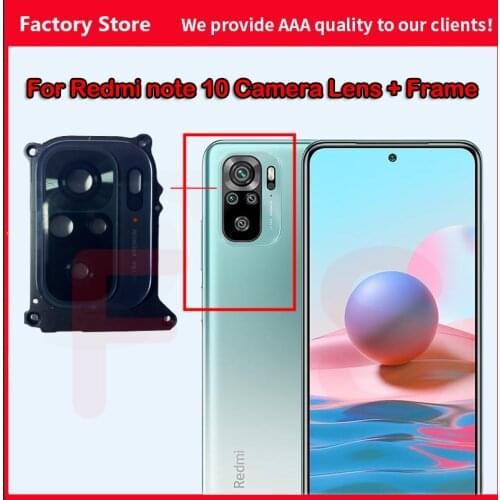 Original Lens For Redmi Note 10 Back Camera Lens Glass With Frame Holder For Redmi Note 10 Camera Glass Lens Replacement