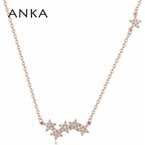 ANKA cute small star shaped women choker necklace with luxury rose gold color chains necklace zirconia CZ fine jewelry #125667