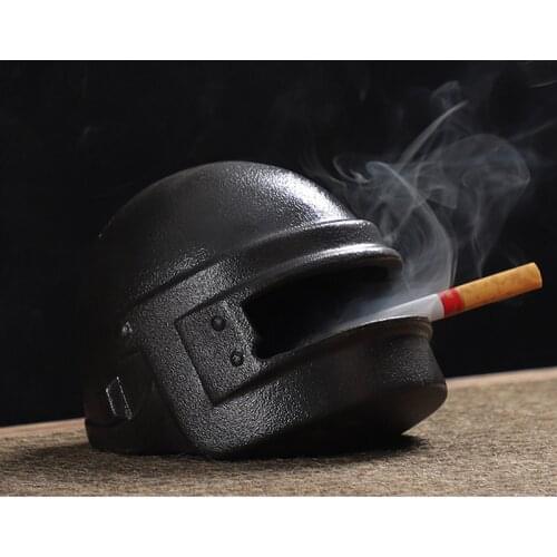 Household Cartoon Helmet Ashtray Cute Creative Ceramic Ashtray Windproof and Fly Ash Storage Living Room Decoration Accessories