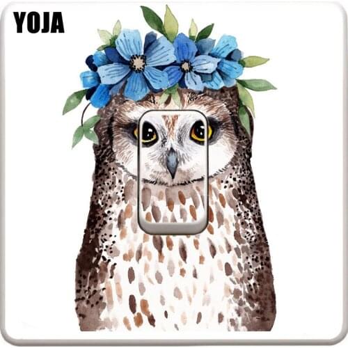 YOJA Mysterious Colored Flowers Owls Head Switch Living Room Bedroom Wall Personalized Decor 10SS0238