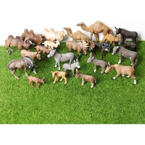 Realistic Forest Animal Toy Model Moose Wildebeest camel Donkey Decoration Collection Learning Educational Figurine for Kids
