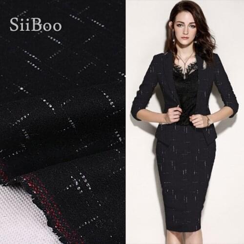 Retro high quality black grey plaid wool cotton viscose fabric apparel for winter suit women dress coat tissu en laine SP6019