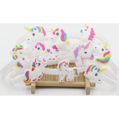 12pcs/lot Unicorn Party Rubber Bangle Bracelet Birthday Party Supplies Gifts Kids Unicornio Party Favors Gifts for Guests