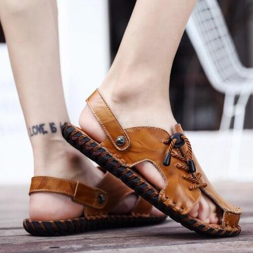 Sandalia Masculina Sandel For Men Summer Sandals Sandale Homme Leather Classic Roman Genuine Sandalias Hombre Verano Ete