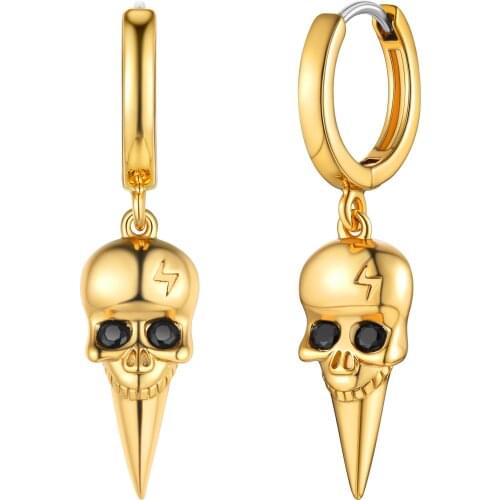 Kpop Pointed Chin Skull Earring Drop Earring For Women Copper Gold Color For Sensitive Ears Fashion Jewelry Gift Party