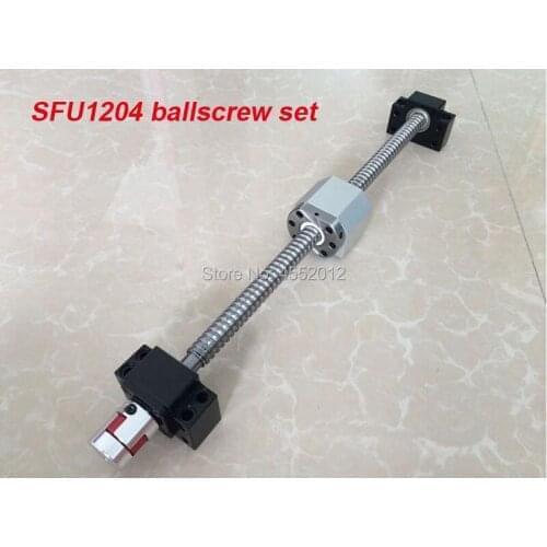 SFU1204 Ballscrew Set : 12MM Ball screw SFU1204 200 300 400 500 600 mm end Machined + Ball Nut + BK10 BF10 Support for cnc parts