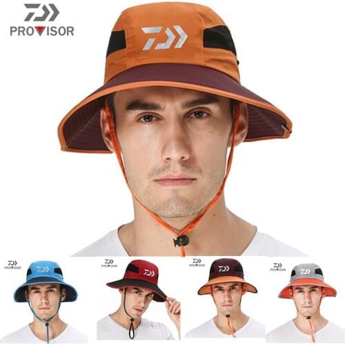 Fishermans Hat Daiwa Mens Summer Outdoor Fishing Sun Hat 2020 New Mountaineering Travel Breathable Mesh Foldable Sun Hat
