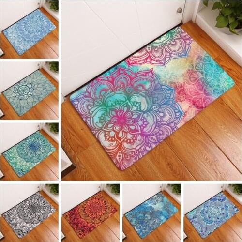 Modern Simple Style Mats Mandala Flower Printing Carpets Anti-slip Floor Mat Kitchen Living Room Outdoor Rugs Front Doormat