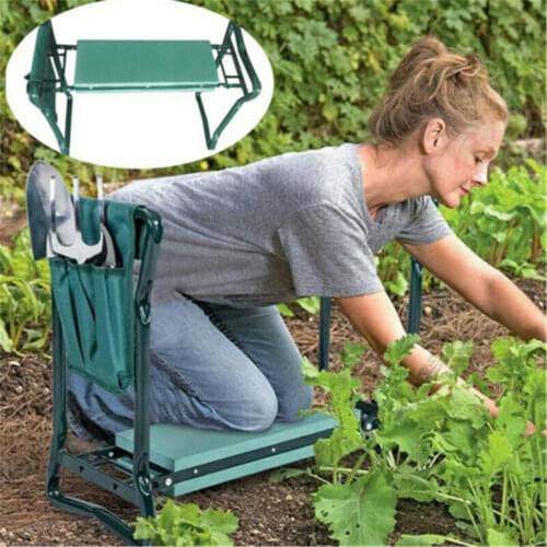 Garden Kneeler Seat Multiuse Portable Garden Bench Garden Stools Foldable Stool with Tool Bag Pouch EVA Foam Pad