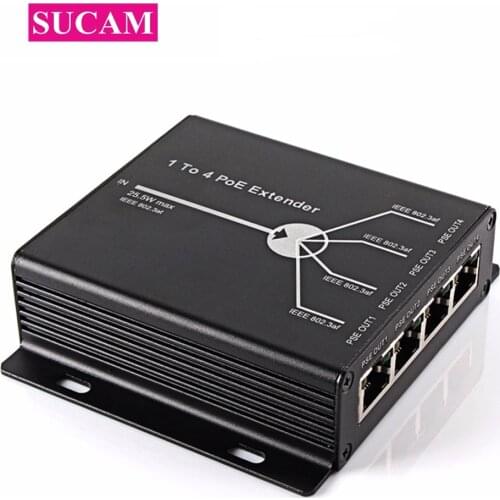1 to 4 Port POE Extender 10/100Mbps POE Extender with IEEE 802.3af Standard Input / Output for IP POE CCTV Camera System
