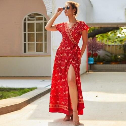 Women Boho Beach Dress Sleeveless Floral V Neck Strappy Summer Dresses Casual Loose Sundress Short Dress Vestidos