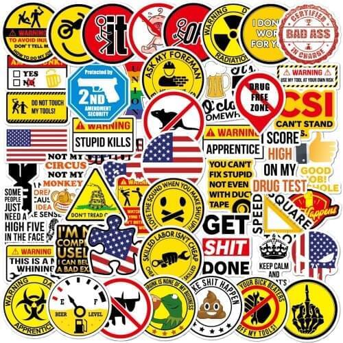 10/30/50PCS Warning Stickers Danger Banning Skateboard Fridge Guitar Laptop Motorcycle Travel Classic Toy Cool Decals Sticker