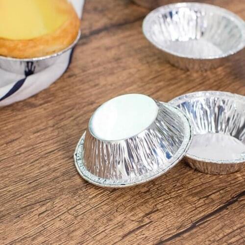 100pcs Aluminum Foil Egg Tart Pan Molds Disposable Good Baking Mold Tin Foil Cake Cup Round Tart Base Cupcake Case Tin Tray Set