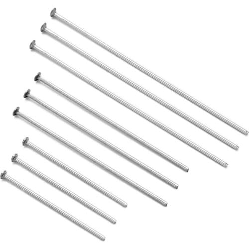 100pcs Stainless Steel 30x0.7mm/40x0.7mm/50x0.7mm (21 Gauge) Flat Head Pins Silver Tone Jewelry Accessories Findings