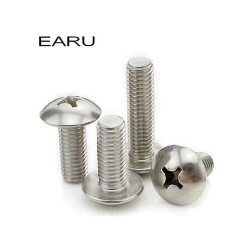 15 pieces M6*60mm 304 Stainless Steel Large Flat Round Mushroom Truss Head Phillips Machine Screws