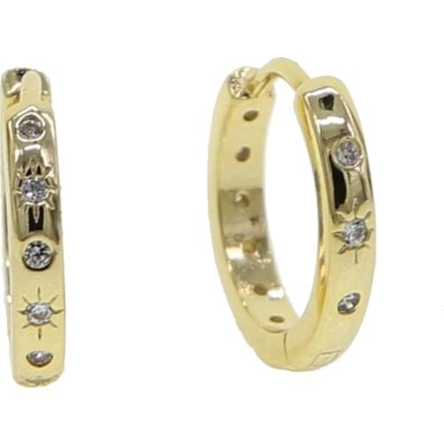 2020 Fashion top quality factory wholesale Round shape stud micro pave cz star earring cute Girl party christmas Gift Jewelry