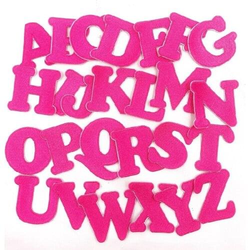 24pcs/set Pink Orange Blue rose red Letter A B C D E F iron on children patches for clothing patch husky kids gift about 5cm