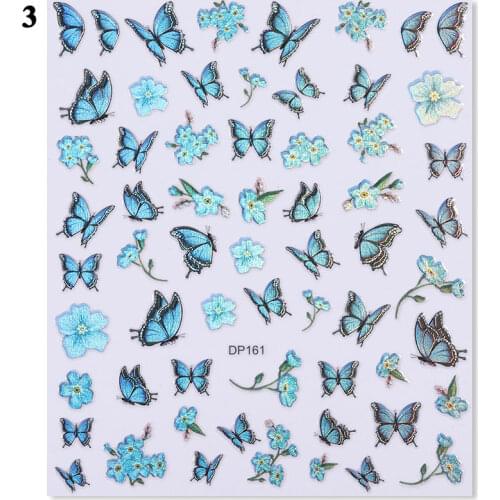 3D Butterfly Nail Art Stickers Adhesive Sliders For Nails Colorful Rose Flowers Nail Transfer Decals Foils Wraps DIY Decorations
