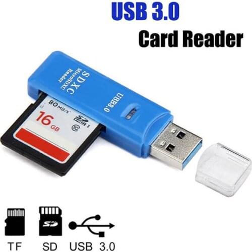 5Gbps Superspeed Mini USB 3.0 Micro SD/SDXC/TF Card Reader Adapter Wholesale USB 3.0 Portable Mini Card Reader Blue картридер