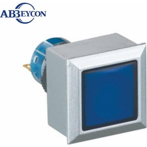 5pcs/Lot plastic switch 22mm square momentary Blue 12v ring led waterproof electrical push button switch
