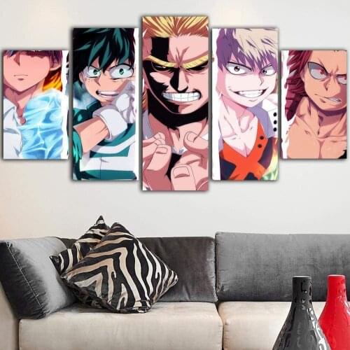 5 Piece Wall Art Canvas Anime Pictures Manga Hero Figure Posters And Prints Modern Home Decor Living Room Decoration Paintings