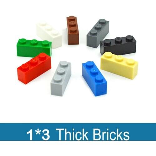 50pcs DIY Building Blocks Thick Figures Bricks 1x3 Dots Educational Creative Size Compatible With 3622 Toys For Children Gifts