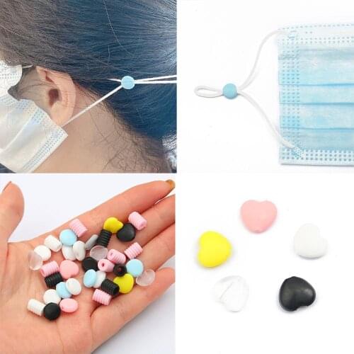 50Pcs Adjustable Beads Anti-slip Mask Buckle Elastic Band Cap Plastic Flat Spiral Buckle Mask Stopper Ear Cord Drawstring Button