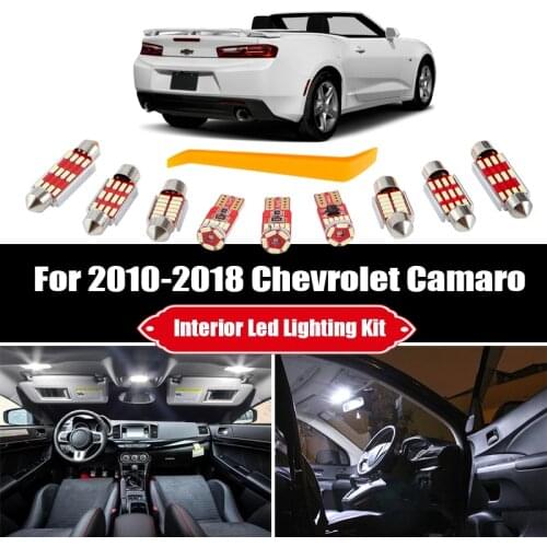 8pcs White Canbus LED Light For 2010-2015 2016 2017 2018 Chevrolet Camaro Dome Trunk License Lamp Dome Bulbs Interior Kit