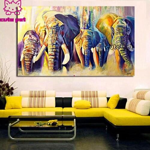 Full Square round Diamond color elephants family 5D DIY Diamond Painting Embroidery Cross Stitch kits diamond Mosaic Home Decor