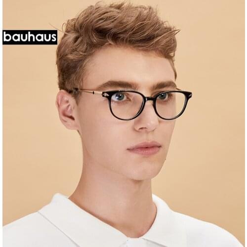 Bauhaus Fashion Rectangular Acetate Men Women Black Eyeglasses Frame Optical Frame Eyewear Glasses