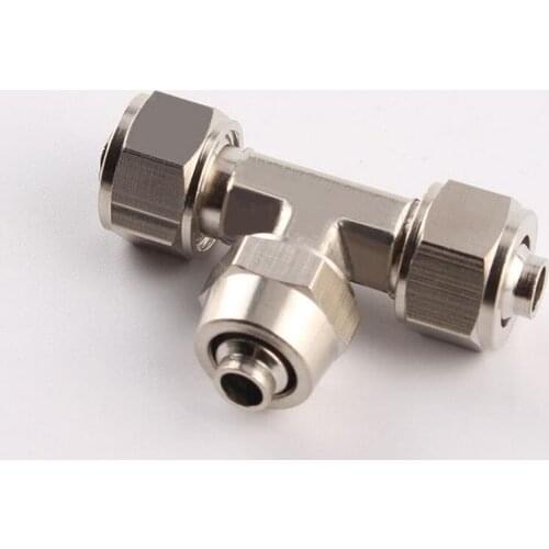 All-copper Pneumatic Tracheal Fittings Quick Twist Joint T-type Three-way PE-4/6/8/10/12mm Variable Diameter 8-6 10-8